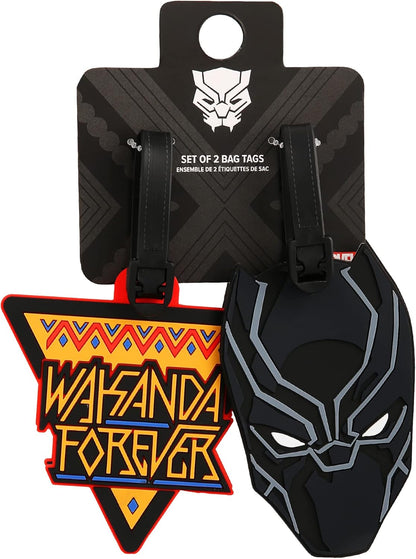 Disney Marvel Black Panther Black and Yellow 2 Piece Luggage Tag Set