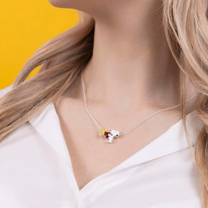 Peanuts Snoopy & Woodstock Heart Charm Necklace NF00747SRPL-18.PH