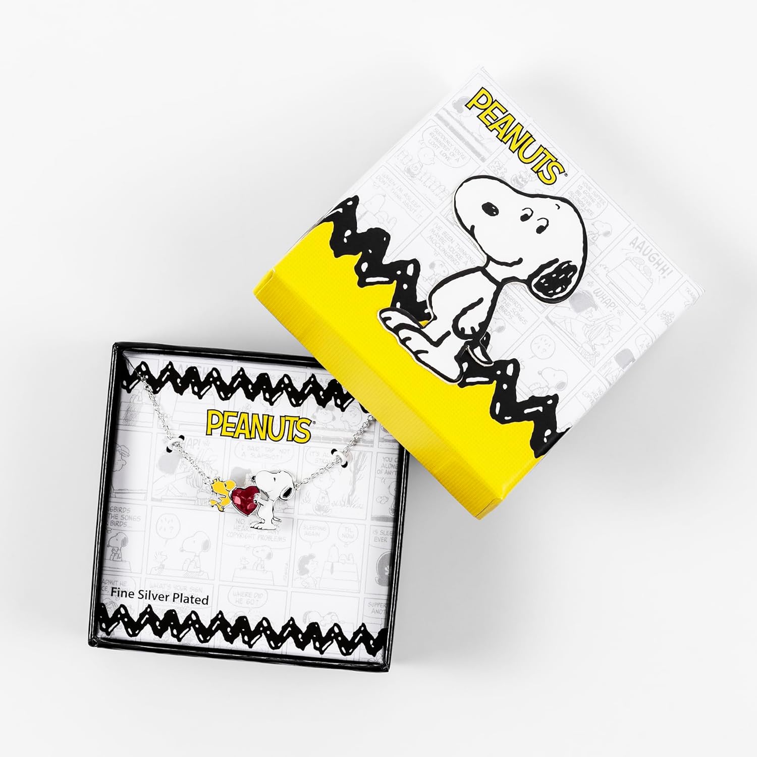 Peanuts Snoopy & Woodstock Heart Charm Necklace NF00747SRPL-18.PH