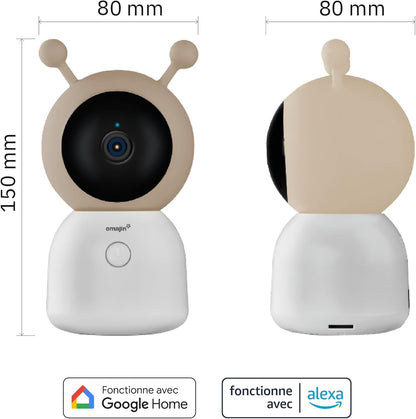 OMAJIN by Netatmo Slimme Baby Monitor Camera 2K HD, Nachtzicht, Huildetectie, Twee-weg Audio, Slaapliedje & Witte Ruis, Nachtlampje, Vochtigheids- en Temperatuursensor, App Control, OBC-01