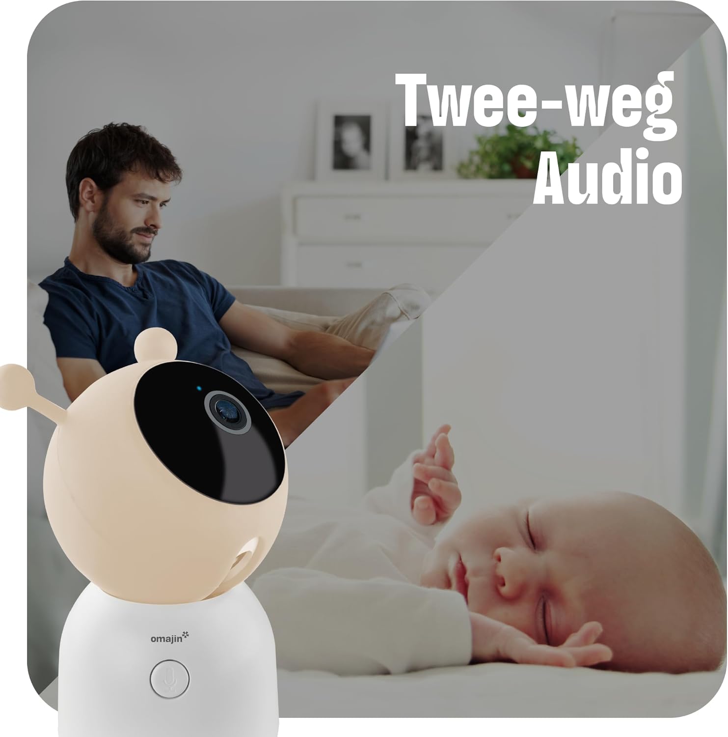 OMAJIN by Netatmo Slimme Baby Monitor Camera 2K HD, Nachtzicht, Huildetectie, Twee-weg Audio, Slaapliedje & Witte Ruis, Nachtlampje, Vochtigheids- en Temperatuursensor, App Control, OBC-01