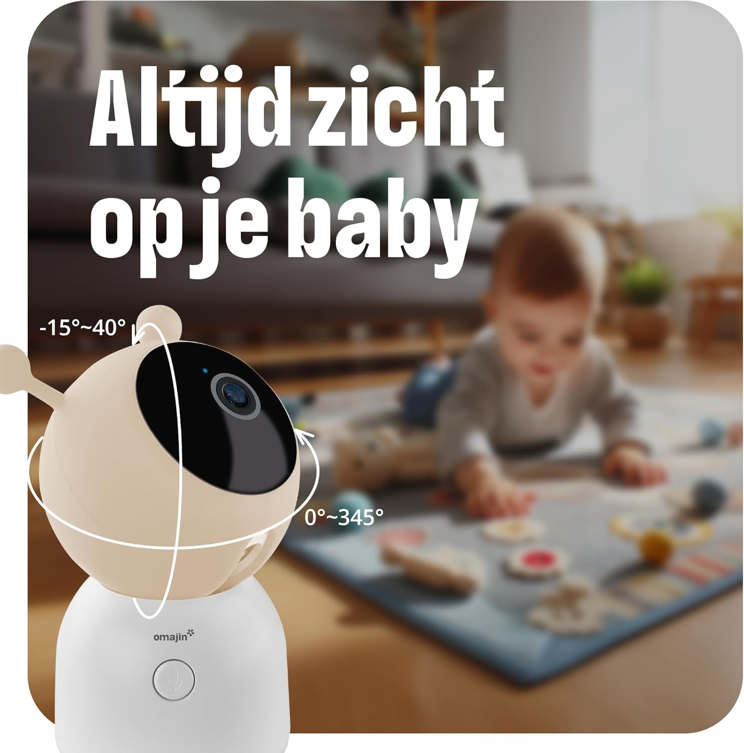 OMAJIN by Netatmo Slimme Baby Monitor Camera 2K HD, Nachtzicht, Huildetectie, Twee-weg Audio, Slaapliedje & Witte Ruis, Nachtlampje, Vochtigheids- en Temperatuursensor, App Control, OBC-01