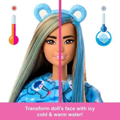 Barbie Cutie Reveal Care Bears Series Doll & Accessories Set with Grumpy Bear Plush Costume & 10 Surprises Including Color Change & Mini Bear, JCN96