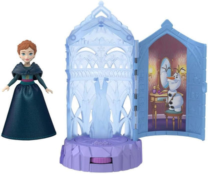 Mattel Disney Frozen - Castello di Ghiaccio, mini playset ispirato al film con bambola personaggio e sorpresa rotante incluse, giocattolo per bambini, 3+ anni, JCR90