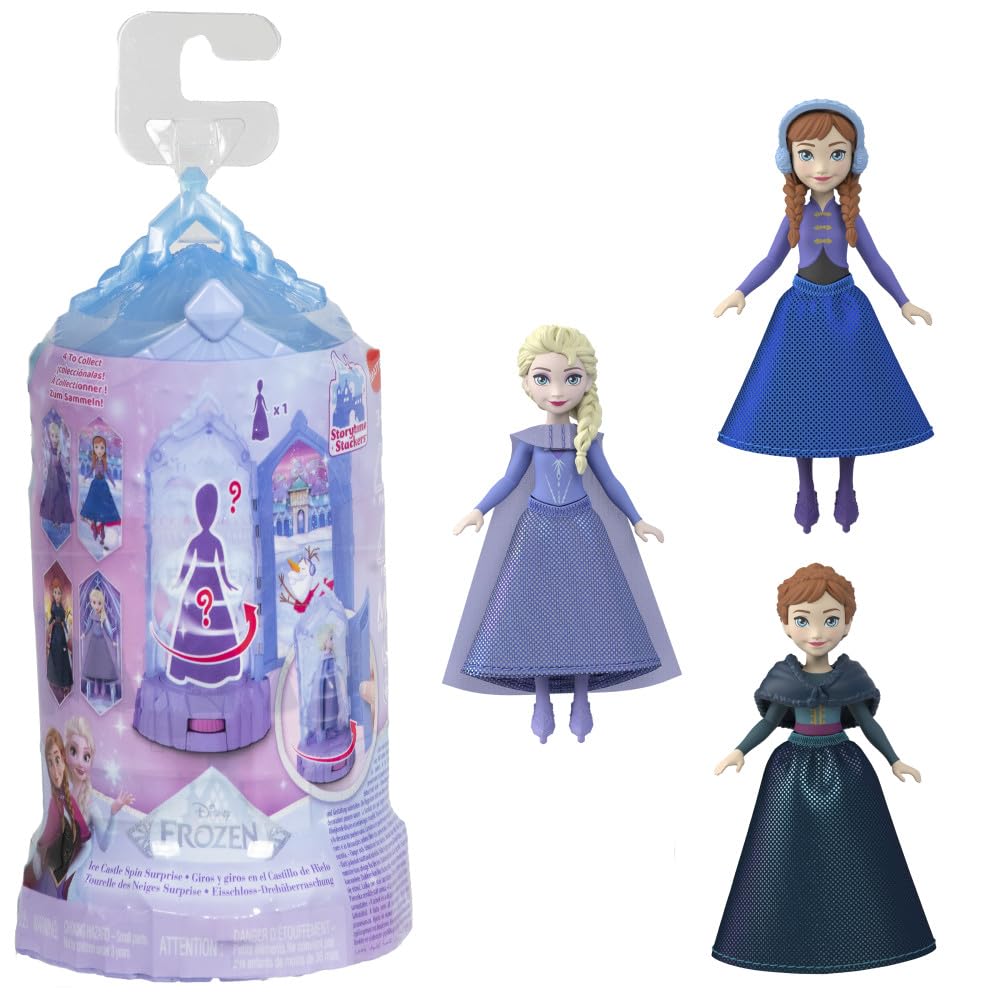 Mattel Disney Frozen - Castello di Ghiaccio, mini playset ispirato al film con bambola personaggio e sorpresa rotante incluse, giocattolo per bambini, 3+ anni, JCR90