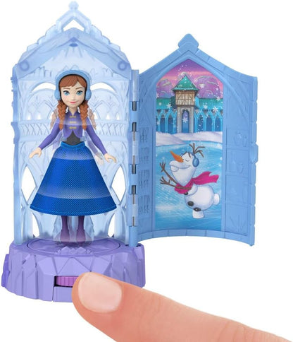 Mattel Disney Frozen - Castello di Ghiaccio, mini playset ispirato al film con bambola personaggio e sorpresa rotante incluse, giocattolo per bambini, 3+ anni, JCR90