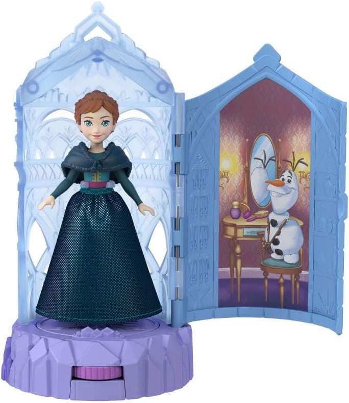 Mattel Disney Frozen - Castello di Ghiaccio, mini playset ispirato al film con bambola personaggio e sorpresa rotante incluse, giocattolo per bambini, 3+ anni, JCR90