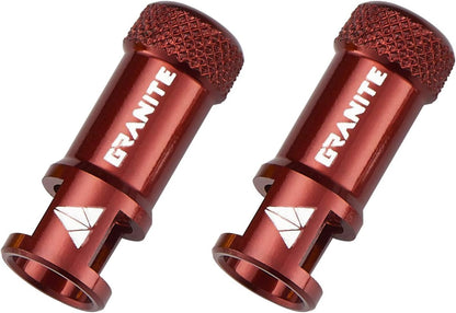 Granite Juicy Nipple Ventilkappen- und 44-mm-Farbabgestimmtes Presta-Ventilstangenset, Staubkappen für Fahrradreifen mit Ventileinsatzentfernungsfunktion (Rot