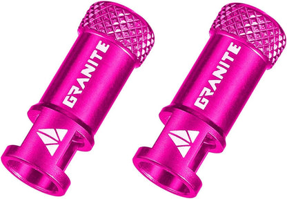 Granite Juicy Nipple Ventilkappen- und 44-mm-Farbabgestimmtes Presta-Ventilstangenset, Staubkappen für Fahrradreifen mit Ventileinsatzentfernungsfunktion (Rosa