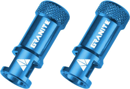 Granite Juicy Nipple Ventilkappen- und 44-mm-Farbabgestimmtes Presta-Ventilstangenset, Staubkappen für Fahrradreifen mit Ventileinsatzentfernungsfunktion (Blau