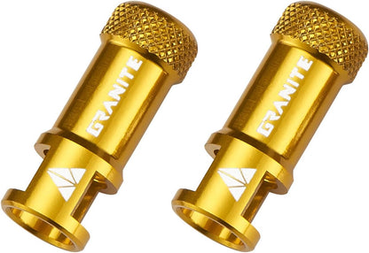Granite Juicy Nipple Ventilkappen- und 44-mm-Farbabgestimmtes Presta-Ventilstangenset, Staubkappen für Fahrradreifen mit Ventileinsatzentfernungsfunktion (Gold