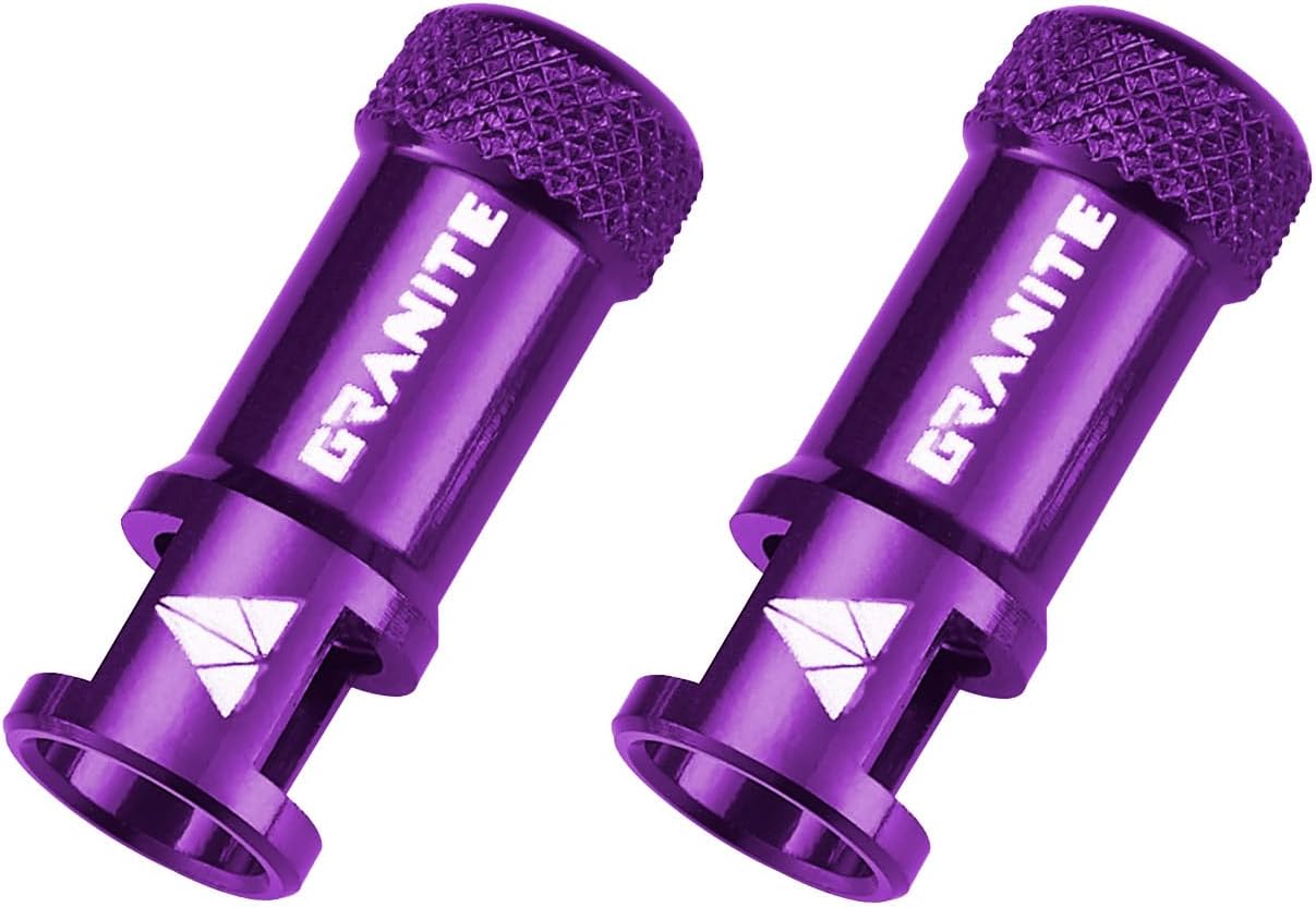 Granite Juicy Nipple Ventilkappen- und 44-mm-Farbabgestimmtes Presta-Ventilstangenset, Staubkappen für Fahrradreifen mit Ventileinsatzentfernungsfunktion (Violett
