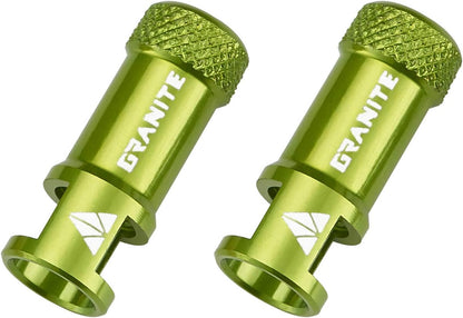 Granite Juicy Nipple Ventilkappen- und 44-mm-Farbabgestimmtes Presta-Ventilstangenset, Staubkappen für Fahrradreifen mit Ventileinsatzentfernungsfunktion (Grün