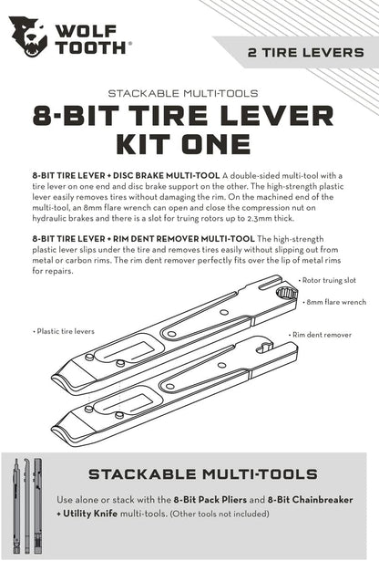 Wolf Tooth | 8-Bit Tire Lever Kit One | Rim Dent + Disc Brake Tire Levers | Lightweight Precision Engineered Aluminium Bike Repair Accessories