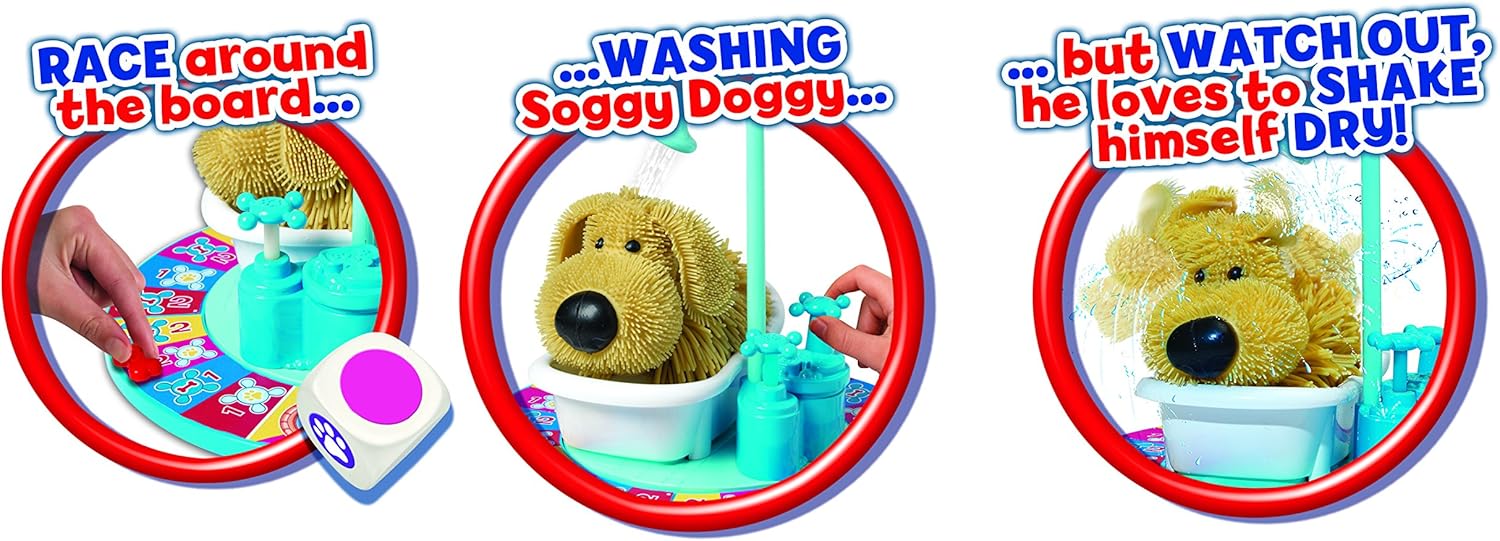 IDEAL | Soggy Doggy: The showering, shaking, doggy bathing game | Kids Games | For 2-4 Players | Ages 4+