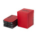 Vault X Large Deck Box with Self-Securing Lid and 150 Easy Shuffle Sleeves - Spacious Portable Holder Fits Over 100 Sleeved Cards - PVC Free Box and Sleeves (Red