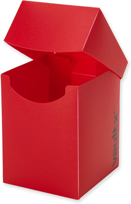 Vault X Large Deck Box with Self-Securing Lid and 150 Easy Shuffle Sleeves - Spacious Portable Holder Fits Over 100 Sleeved Cards - PVC Free Box and Sleeves (Red