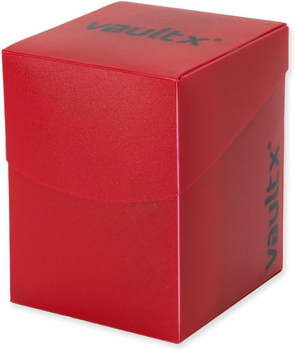 Vault X Large Deck Box with Self-Securing Lid and 150 Easy Shuffle Sleeves - Spacious Portable Holder Fits Over 100 Sleeved Cards - PVC Free Box and Sleeves (Red