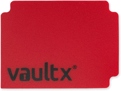 Vault X Large Deck Box with Self-Securing Lid and 150 Easy Shuffle Sleeves - Spacious Portable Holder Fits Over 100 Sleeved Cards - PVC Free Box and Sleeves (Red