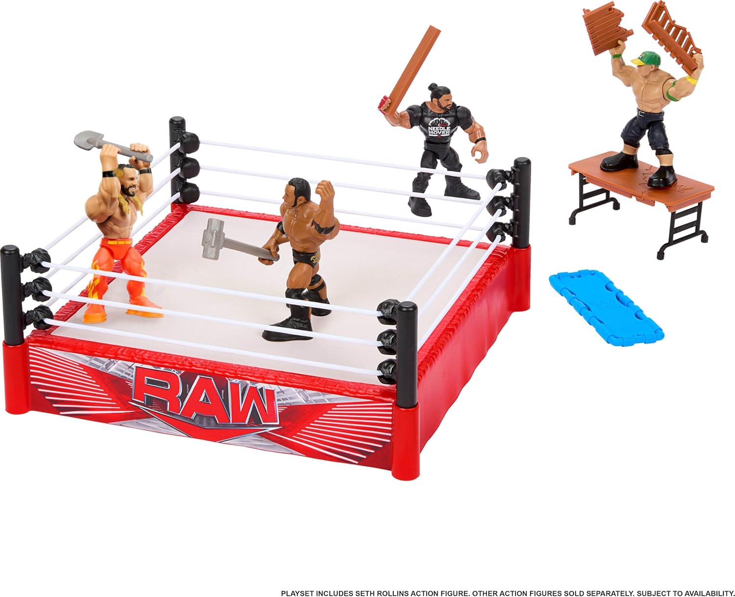 Mattel WWE Knuckle Crunchers - Rebound Ring, set con action figure di Seth Rolling snodata e con suoni, ring Flex Mat e 7 accessori inclusi, giocattolo per bambini, 6+ anni, JFK77
