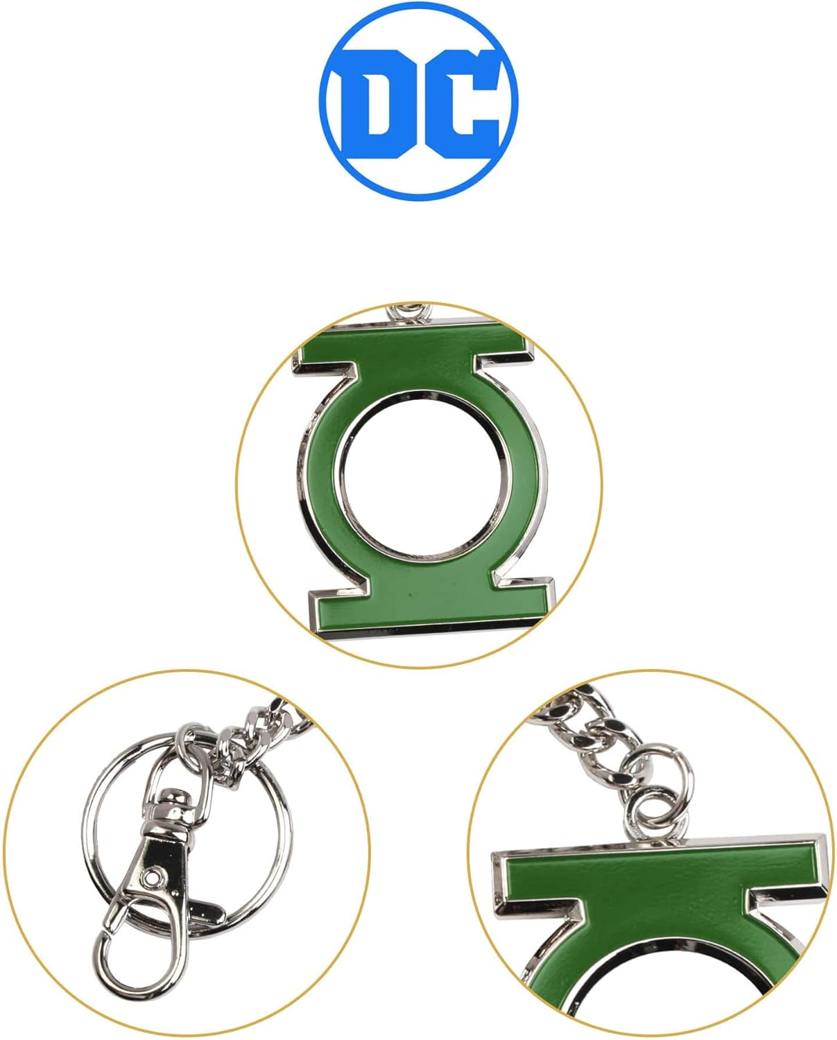 The Noble Collection DC groene lantaarn logo sleutelhanger - 3 inch (8,5 cm) groene lantaarn sigil - groene lantaarn filmset filmrekwisieten - geschenken voor familie, vrienden en groene lantaarnfans
