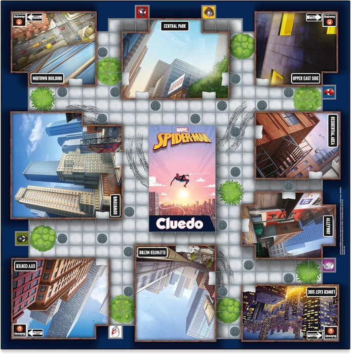 Winning Moves Spider-Man Cluedo Choose your favourite Spiderman, wander around the different parts of the city and lead the investigation fun family board game for ages 8 and up