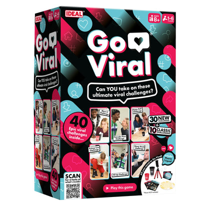 IDEAL Go Viral: The Social Media Party Game with 40 epic challenges, perfect for families and kids age 8+ and groups of friends, great gift idea