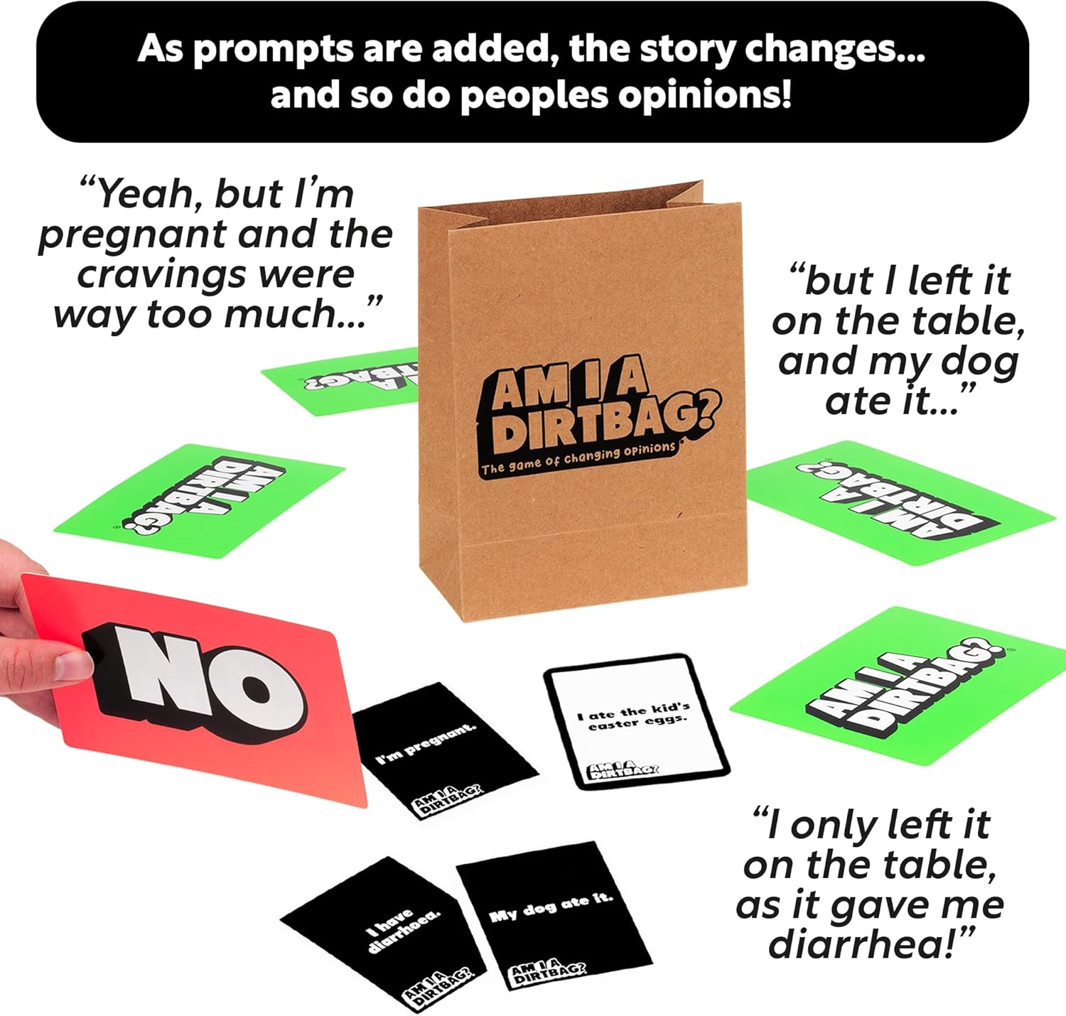Am I A DirtBag: The ‘Game Of Changing Opinions’ Party Card Games, for adults and teens age 14+, best new board game, for 3+ players