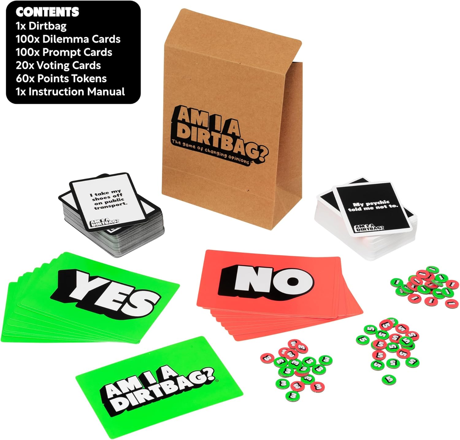 Am I A DirtBag: The ‘Game Of Changing Opinions’ Party Card Games, for adults and teens age 14+, best new board game, for 3+ players
