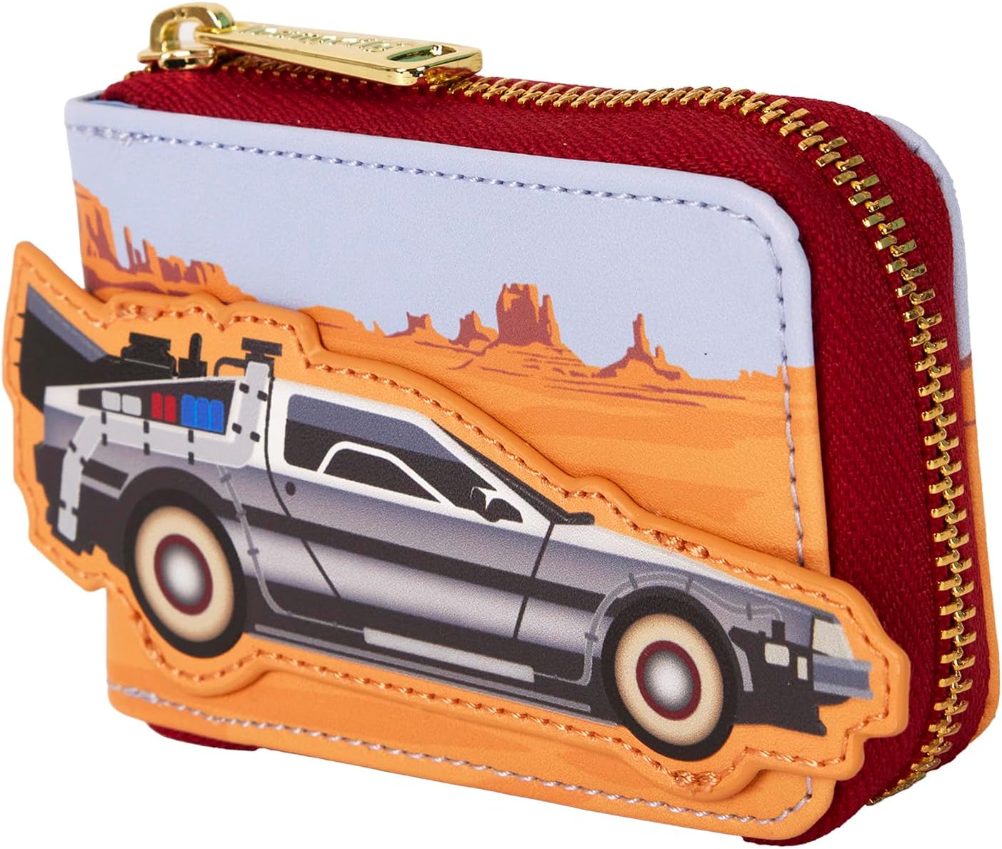 Loungefly Universal Back to The Future 40th Anniversary Delorean Accordion Wallet