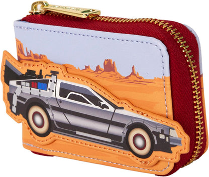 Loungefly Universal Back to The Future 40th Anniversary Delorean Accordion Wallet