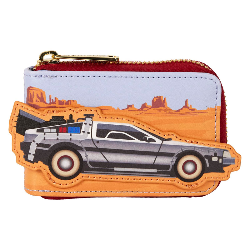 Loungefly Universal Back to The Future 40th Anniversary Delorean Accordion Wallet
