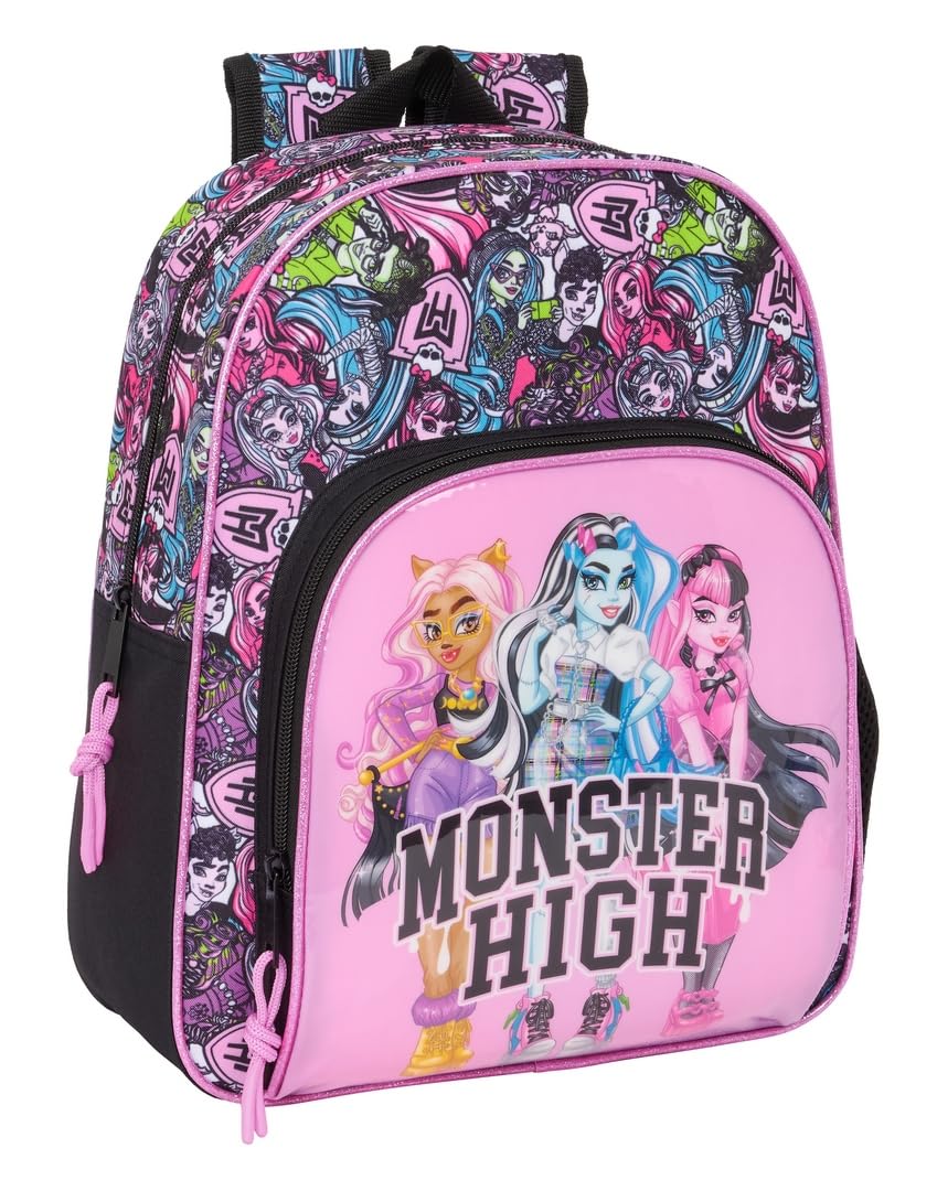 Safta MONSTER HIGH DRAMA - Children's Backpack, Ideal for Children of Different Ages, Comfortable and Versatile, Quality and Resistance, 28 x 10 x 34 cm, multicoloured, M, Casual