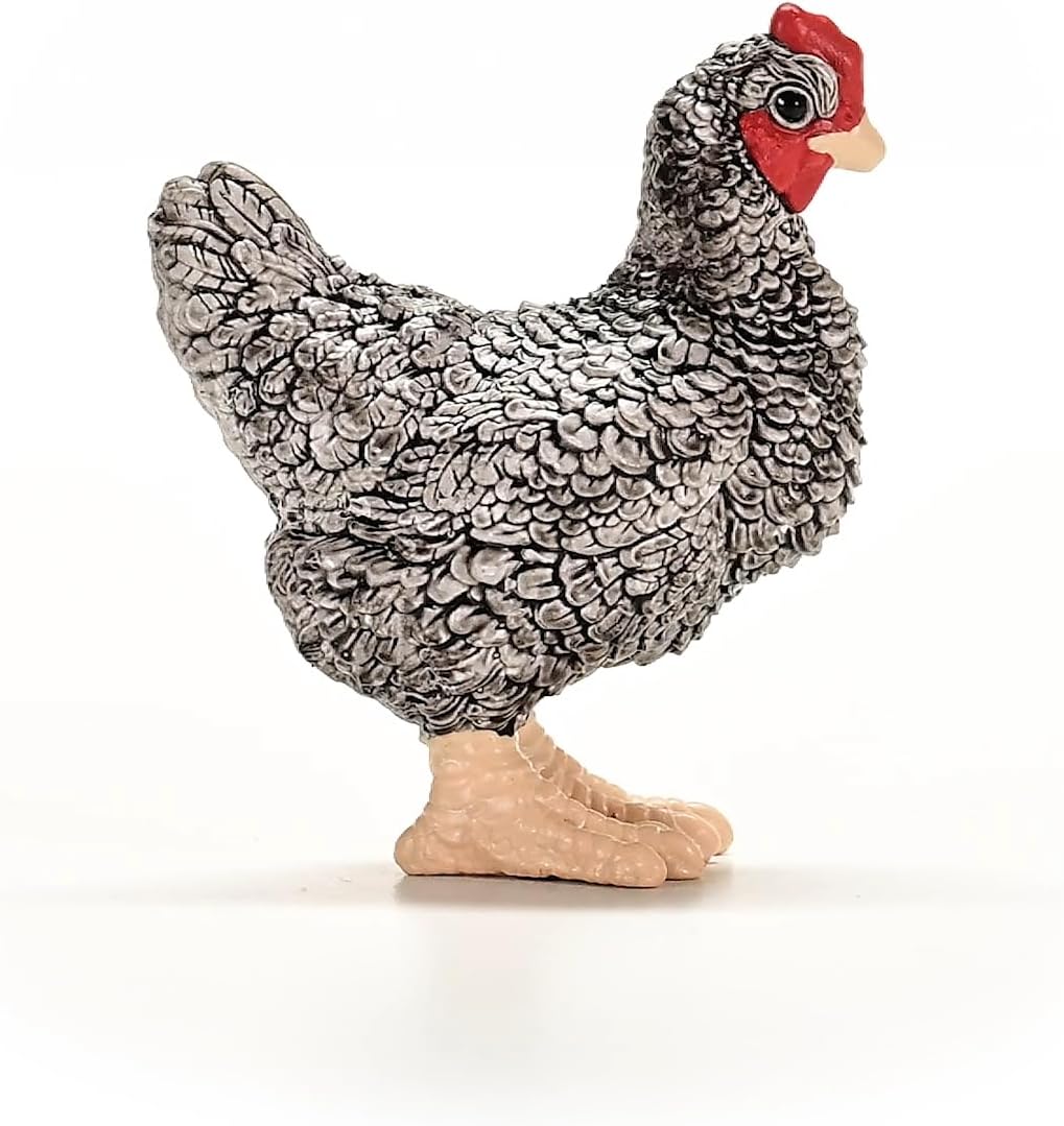 Schleich Farm World - 4cm Plymouth Rock Chicken Toy for Kids. Realistic, Hand-Painted Farm Animal Toys for Boys and Girls. Fun Figure for Screen-Free Learning for Children and Toddlers Ages 3+ 13997