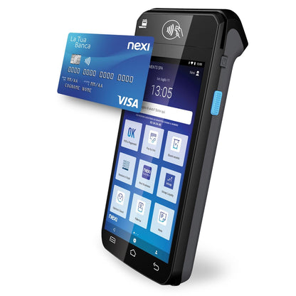 Nexi SmartPOS Mini a Canone Zero, Pos Portatile Contactless, Lettore Elettronico Portatile per Pagamenti con Bancomat, Carta di Credito, Prepagata, Apple Pay e Google Pay