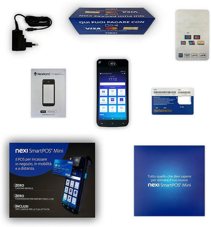 Nexi SmartPOS Mini a Canone Zero, Pos Portatile Contactless, Lettore Elettronico Portatile per Pagamenti con Bancomat, Carta di Credito, Prepagata, Apple Pay e Google Pay