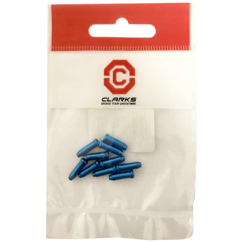 Clarks Cycle Systems Alloy Brake/Gear Inner Cable End Covers, Blue, Pack of 10