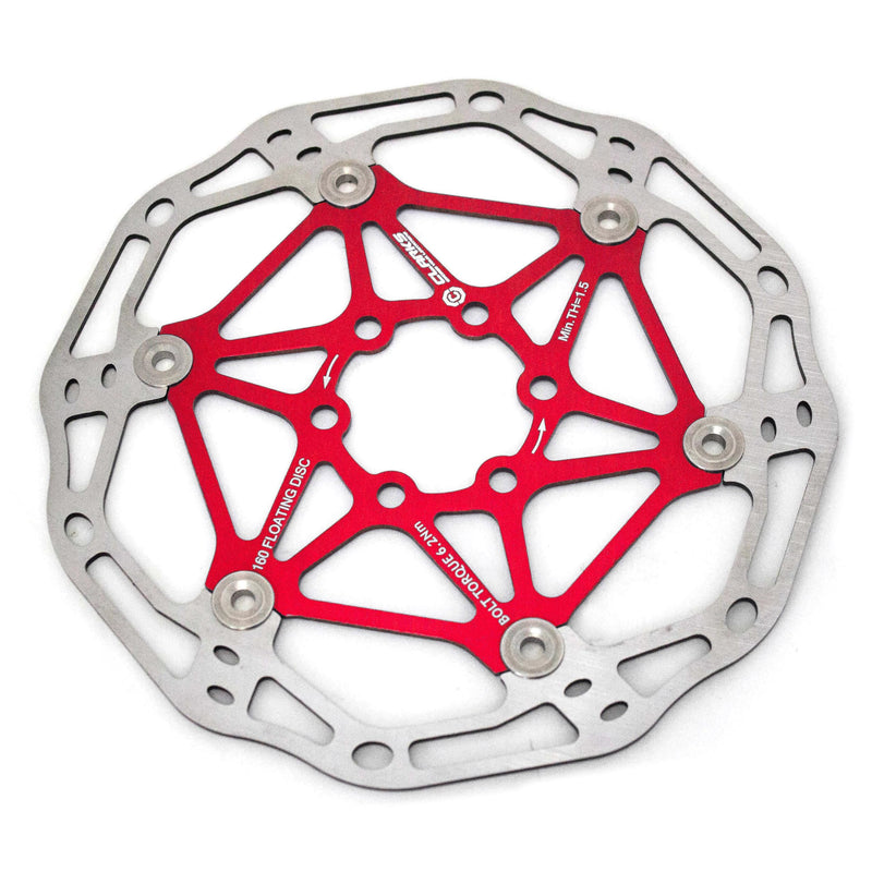 Clarks Cycle Systems CFR-02 Lightweight Floating 6-Bolt Disc Brake Rotor, Red, 203mm