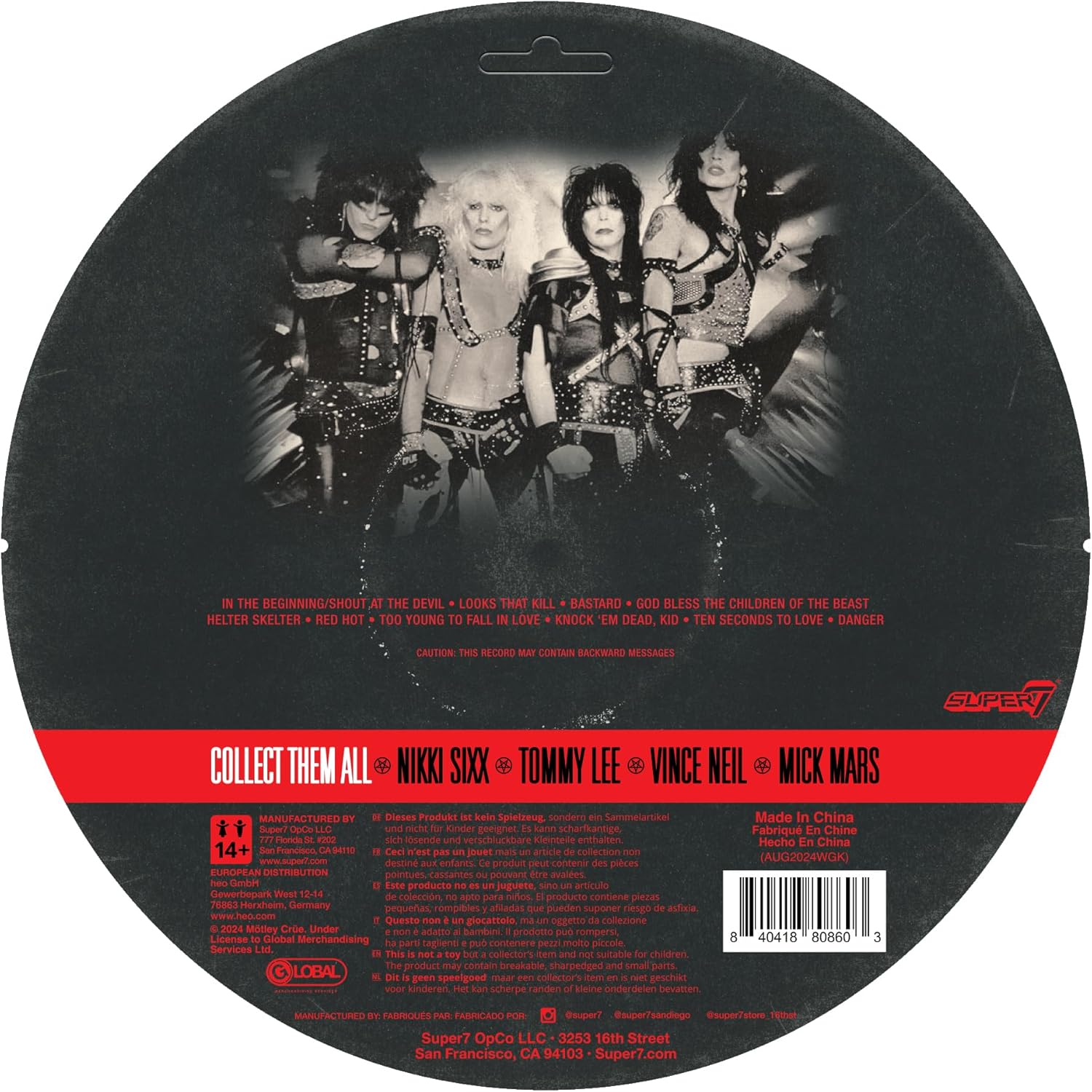 Super7 Motley Crue Reaction Figures Wave 02 - Vince Neil (Shout at The Devil - Black & White) Action Figure