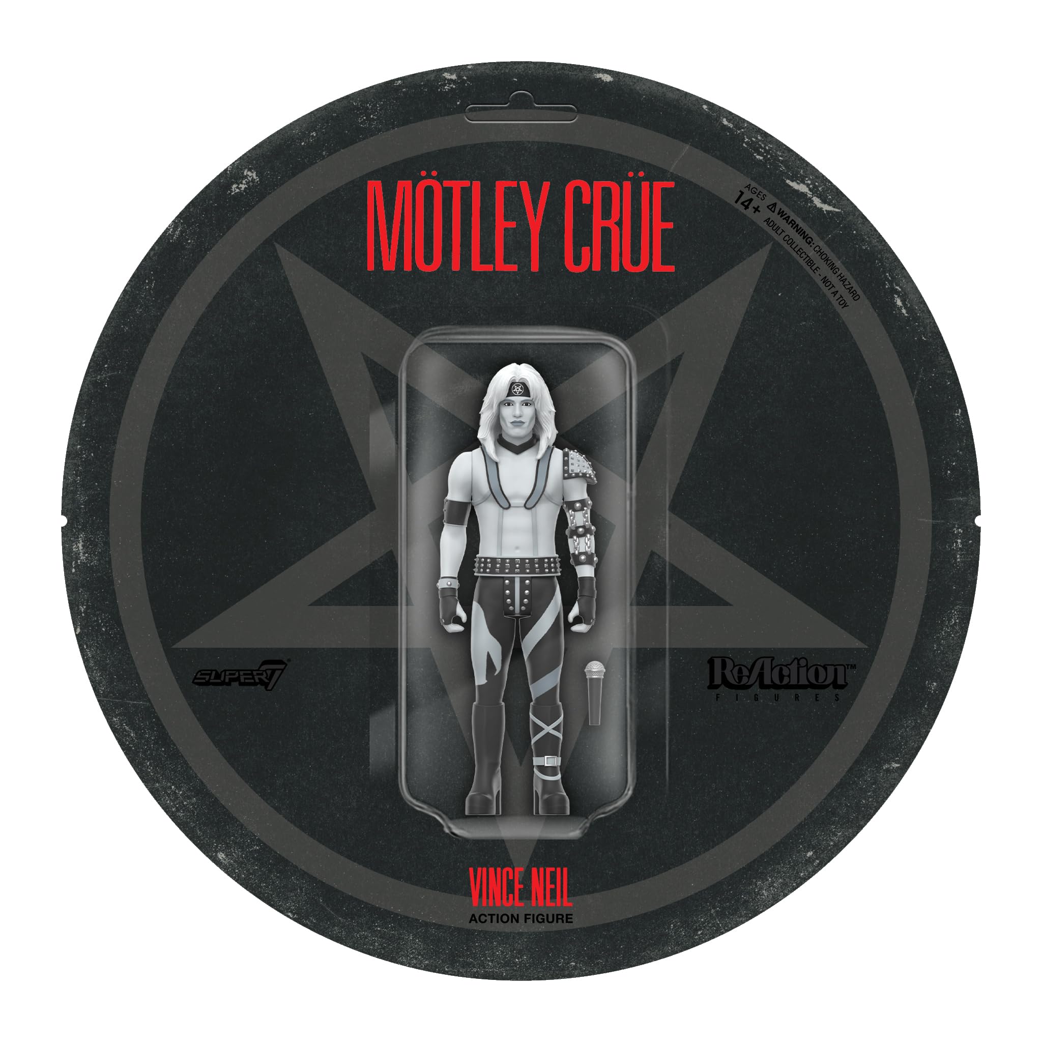 Super7 Motley Crue Reaction Figures Wave 02 - Vince Neil (Shout at The Devil - Black & White) Action Figure