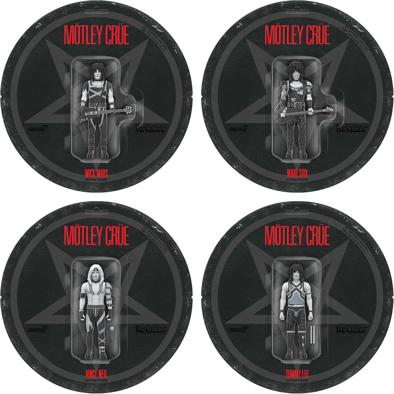 Super7 Motley Crue Reaction Figures Wave 02 - Vince Neil (Shout at The Devil - Black & White) Action Figure