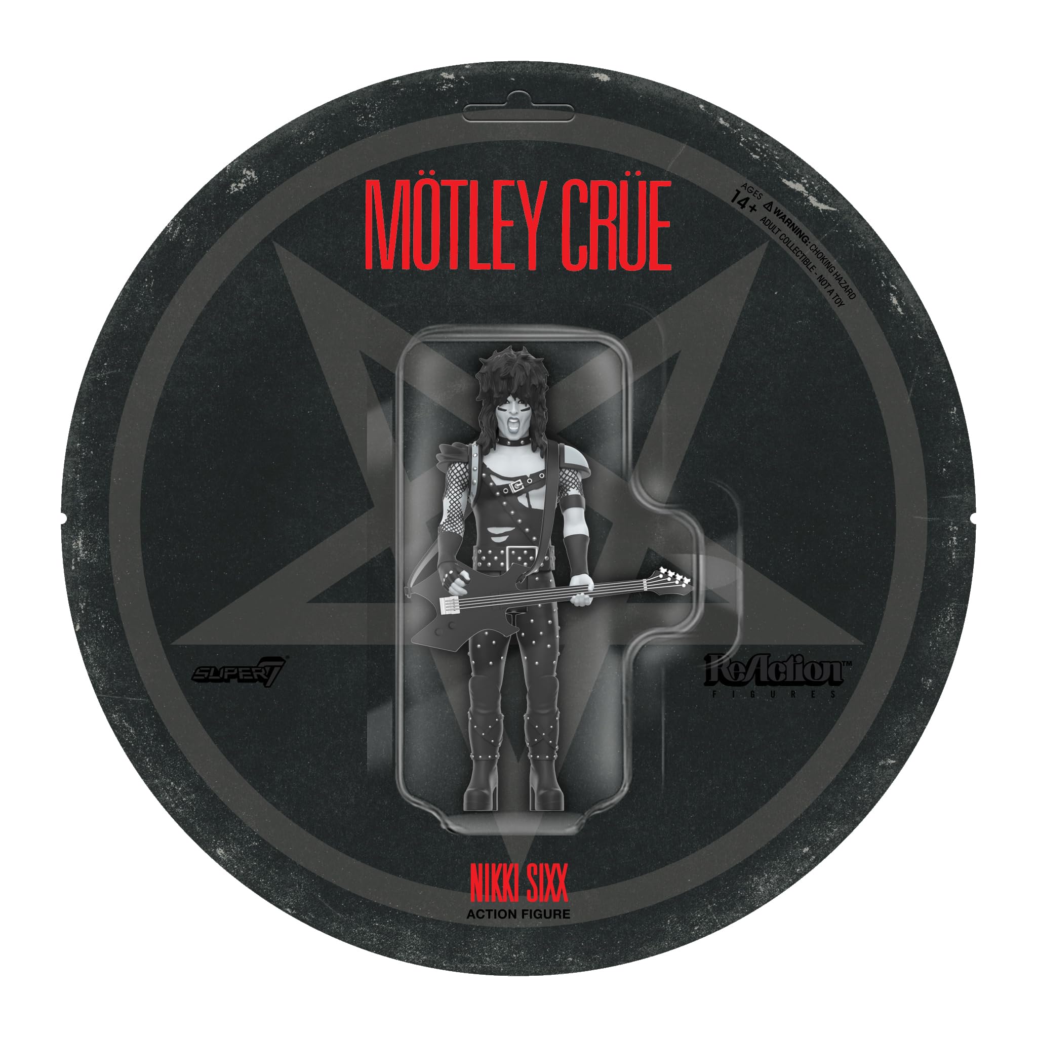 Super7 Motley Crue Reaction Figures Wave 02 - Nikki Sixx (Shout at The Devil - Black & White) Action Figure