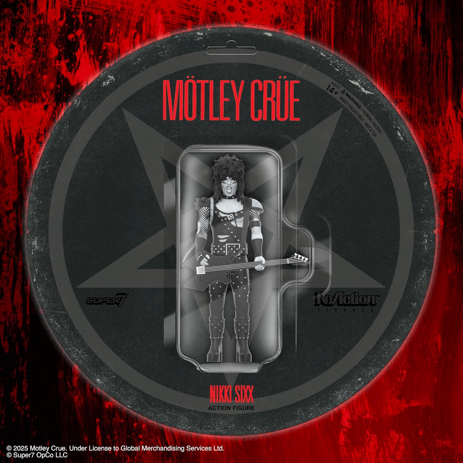 Super7 Motley Crue Reaction Figures Wave 02 - Nikki Sixx (Shout at The Devil - Black & White) Action Figure