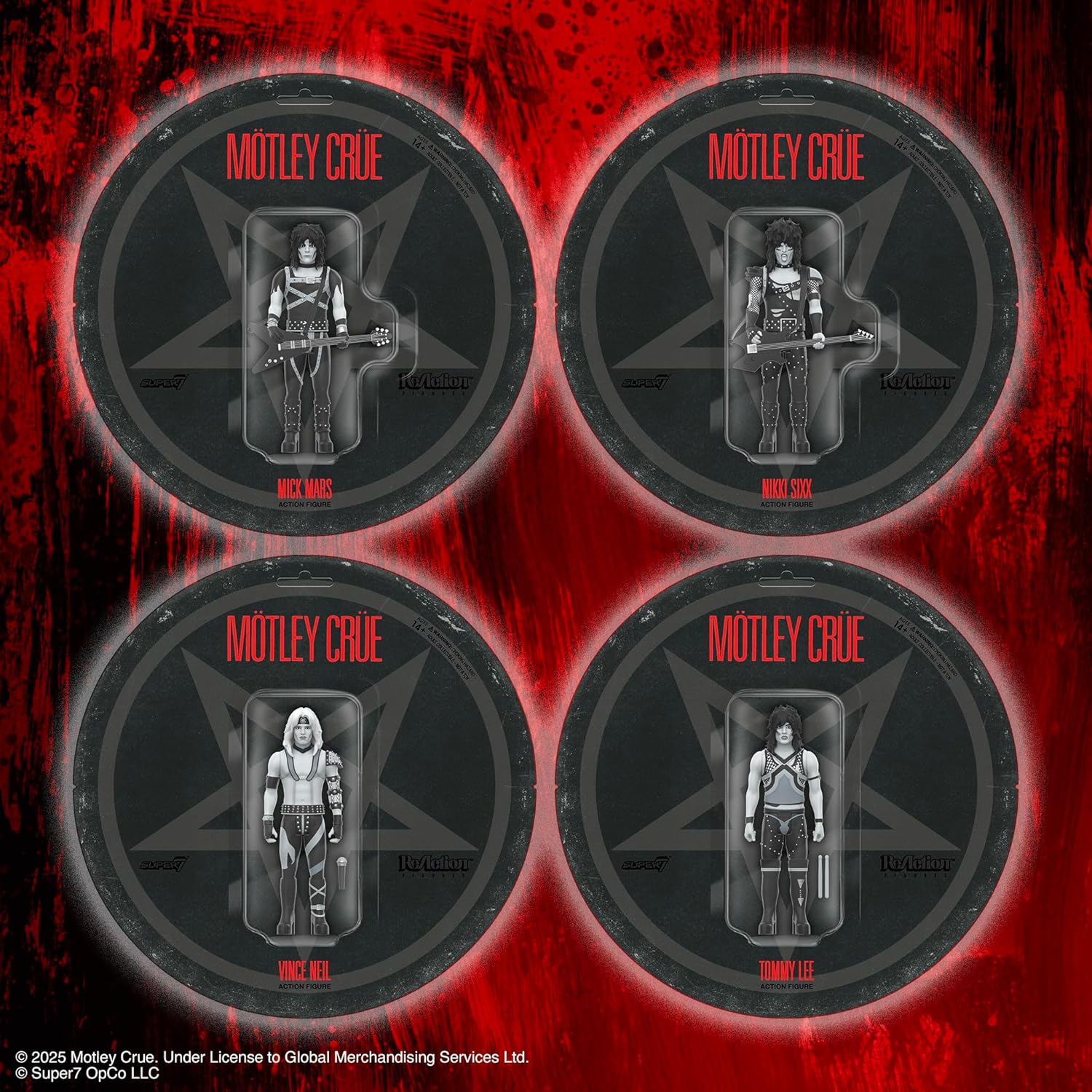 Super7 Motley Crue Reaction Figures Wave 02 - Nikki Sixx (Shout at The Devil - Black & White) Action Figure