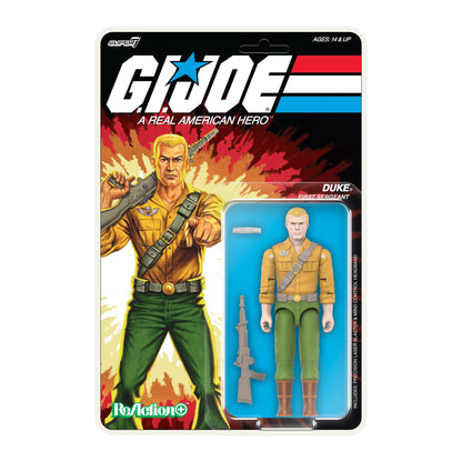 Super7 Reaction+ G.I. Joe Duke (dibujos animados) - Figura de acción de G.I. Joe de 3.75 pulgadas con accesorios, coleccionables clásicos de dibujos animados y juguetes retro