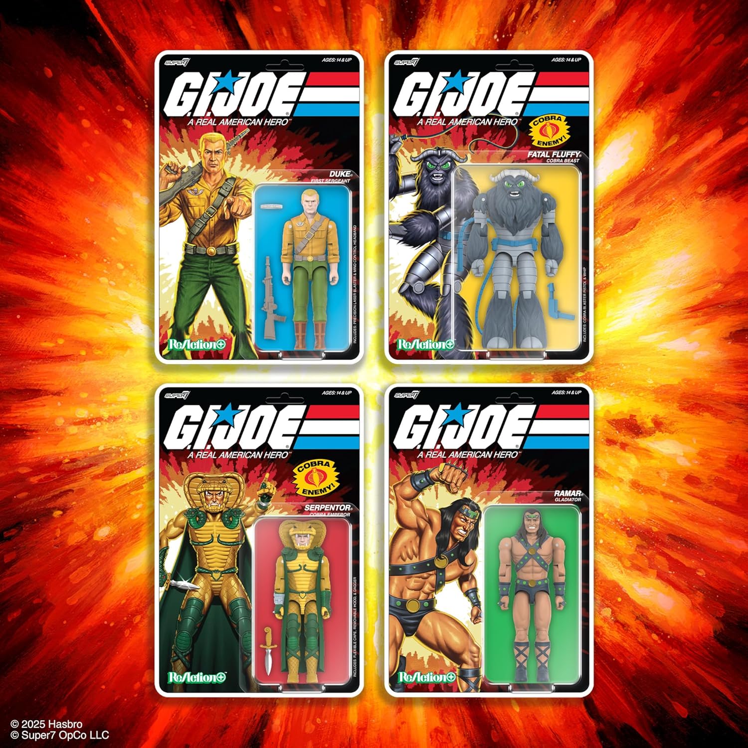 Super7 Reaction+ G.I. Joe Duke (dibujos animados) - Figura de acción de G.I. Joe de 3.75 pulgadas con accesorios, coleccionables clásicos de dibujos animados y juguetes retro