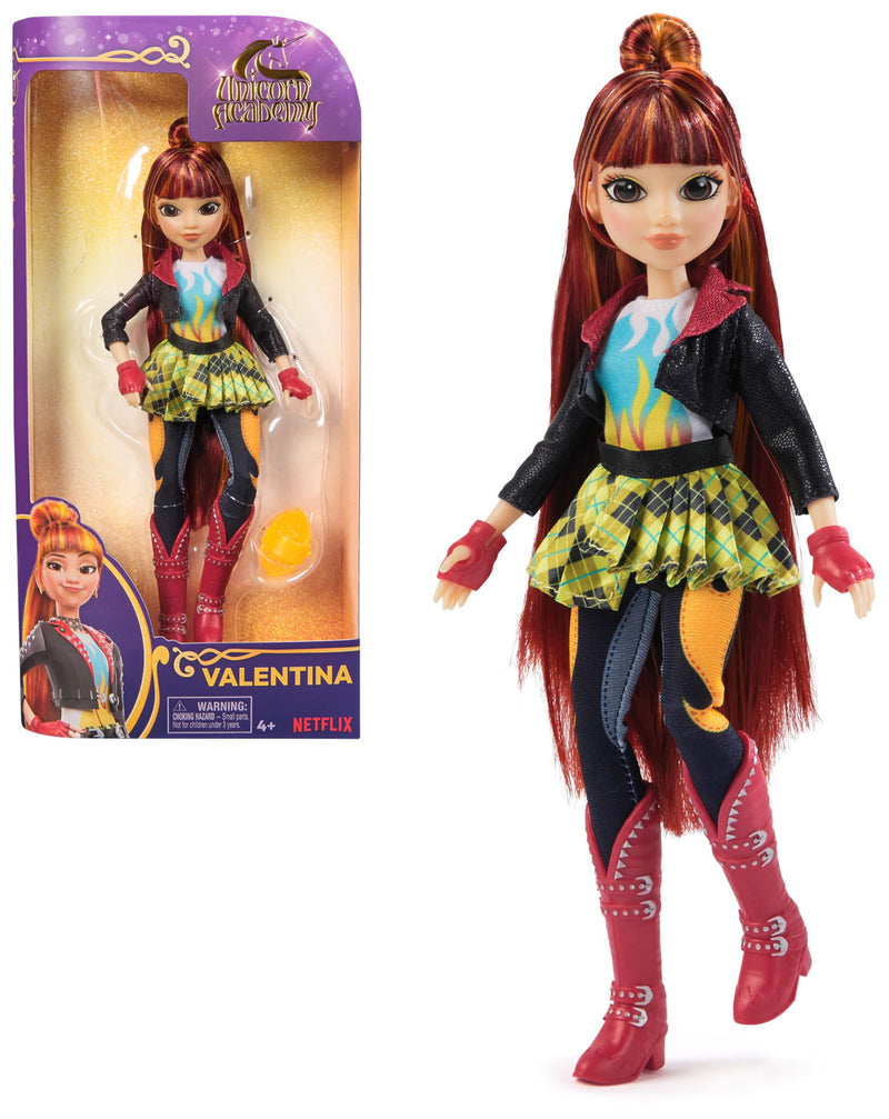 Unicorn Academy, Valentina Doll with Highlighted Hair, 5 Fashion Accessories and Hair Styling Tool, 24cm, Dolls and Unicorn Toys for Girls Aged 4 and up