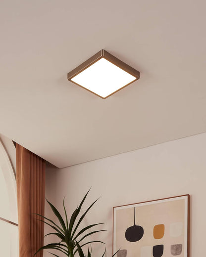 Eglo - Fueva-Z Ceiling Light Brushed Steel 28.5X28.5 - Tw - Zigbee, Bluetooth