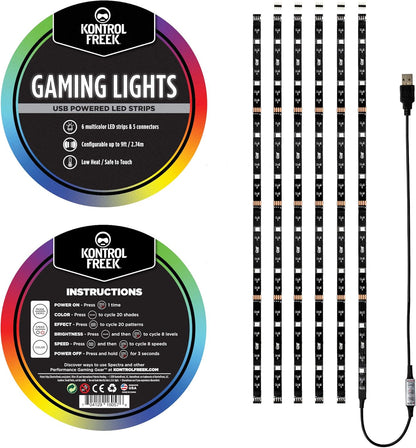 KontrolFreek Gaming Lights: striscia LED Lights, USB alimentato con Controller, adesivo 3M per TV, Console, PC, Muri (9 ft)