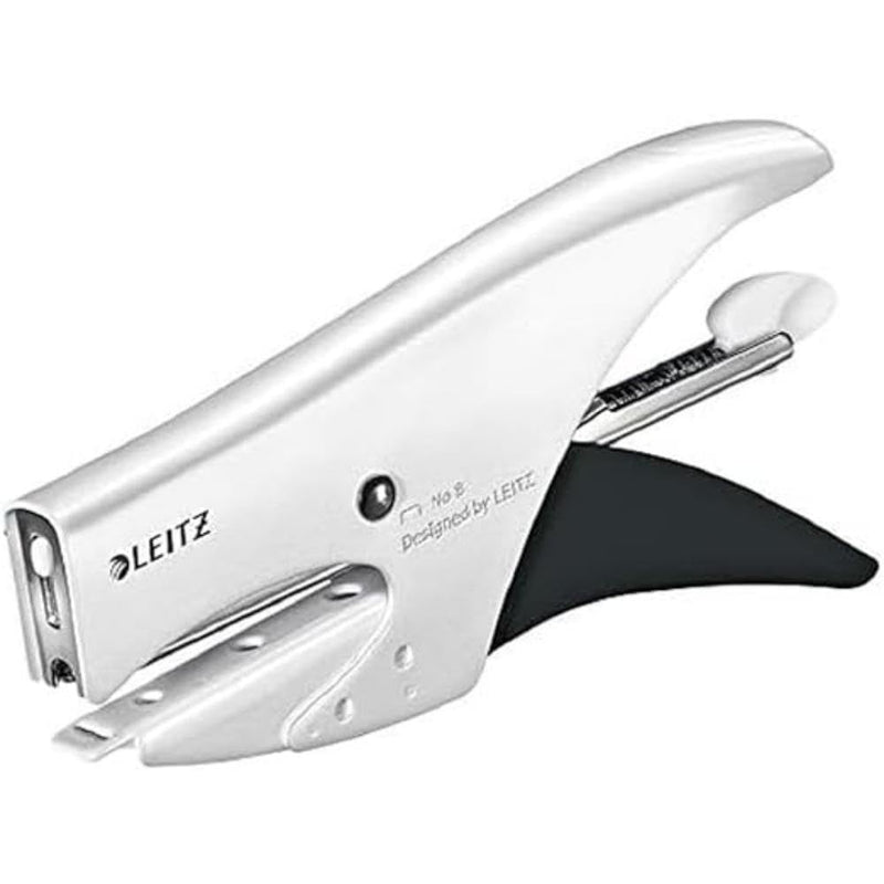 Leitz Cucitrice a pinza, Capacità 15 fogli, Design ergonomico in metallo, Include punti, Gamma WOW, 55472001 - Bianco